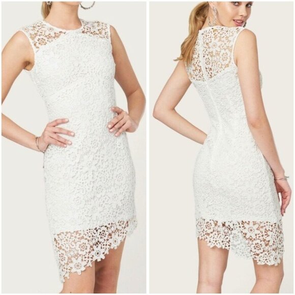 NWT Bebe White Lace Crochet Midi Dress $129 - Picture 1 of 13